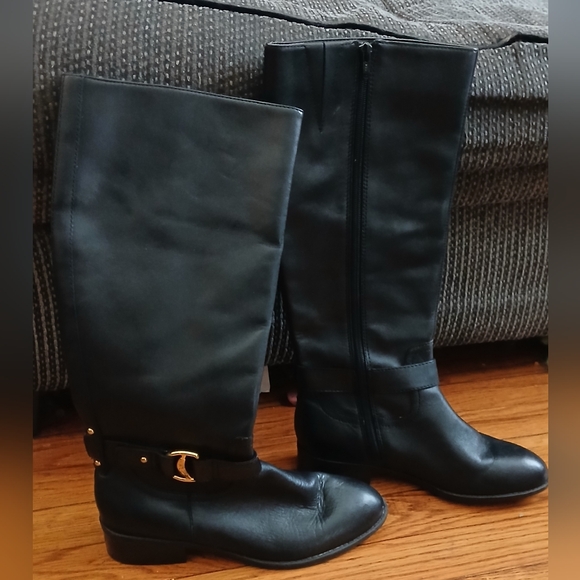 Lauren Ralph Lauren - Micah Black Leather Upper Tall Boots. Size 6.5B - Picture 1 of 12